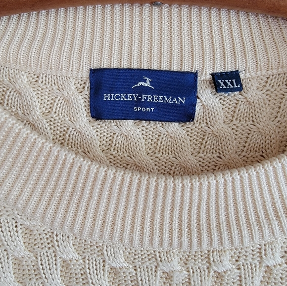 Hickey-Freeman Sport 100% Silk XXL Cable Knit Crew Neck Sweater - Picture 5 of 10